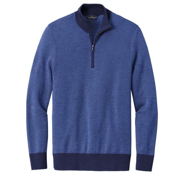 Brooks Brothers Washable Merino Birdseye Quarter Zip Sweater Navy 2XL